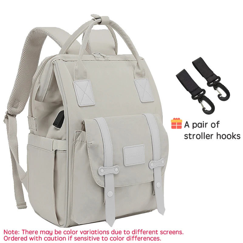 PANGDUBE Baby Nappy Bag with 2pcs Stroller Hooks Mummy Bag Backpack Waterproof Outdoor Travel Mommy Maternity Bag for Baby Stuff