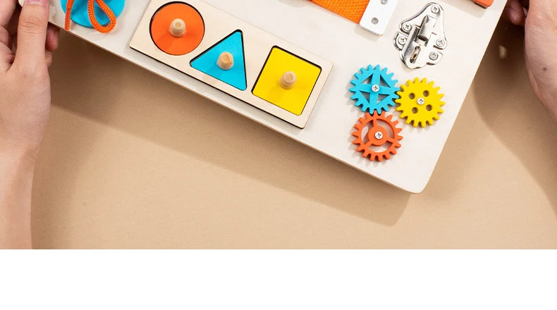 Wooden Montessori Busy Board Toy | Sensory Activity Board for Toddlers