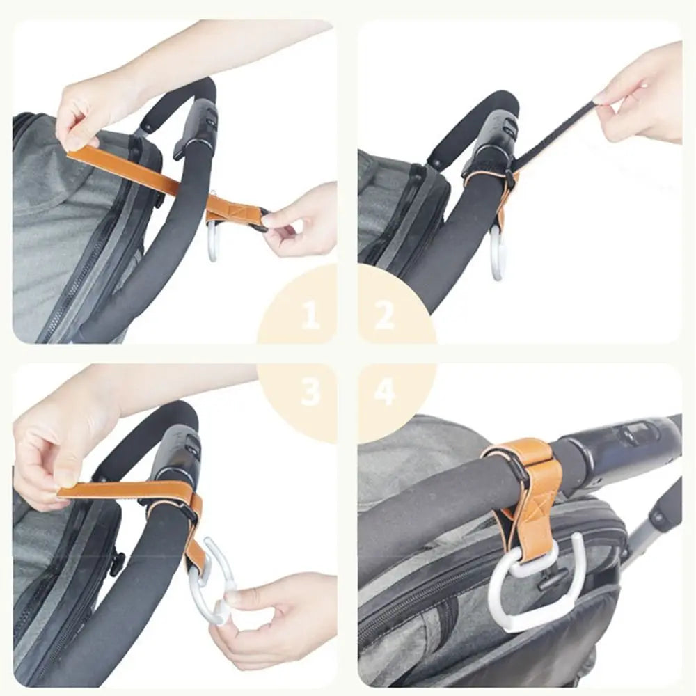 PU Baby Stroller Hooks Cart Organizer Solid Color Hanging Hook Cartoon Stroller Accessories Stroller Accessories Pram