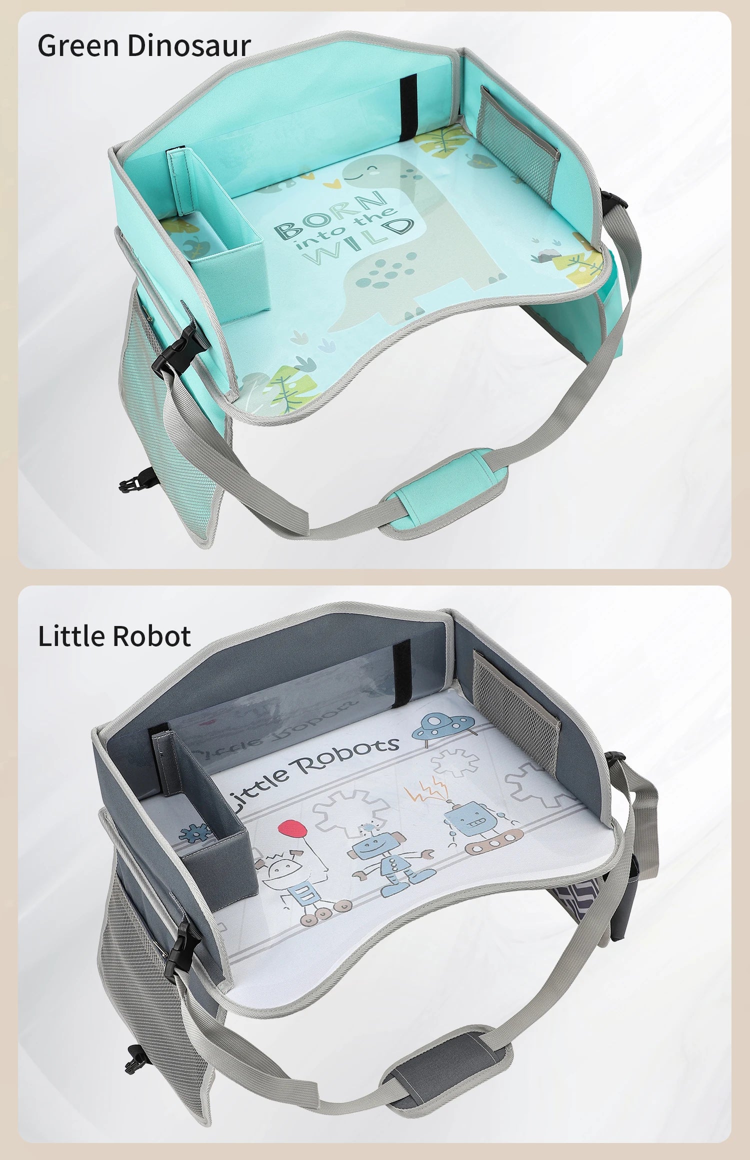 Vehicle-mounted Painting Board Waterproof Child Travel Tray for Car Seat Portable Safety Seat Storage Mesh Pocket Large Capacity