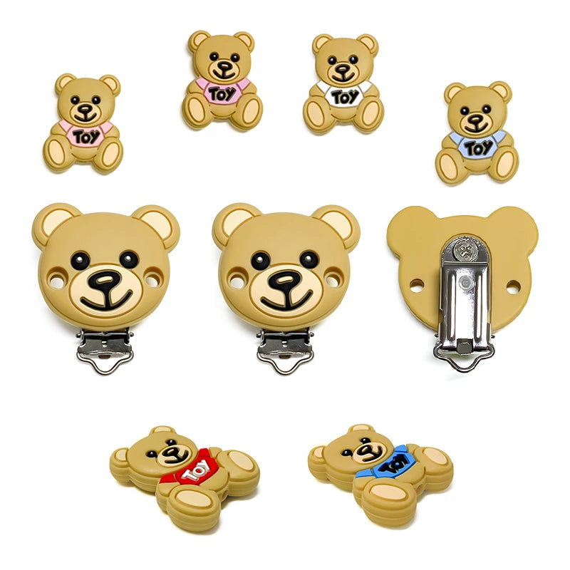 1set Toy Bear Silicone Pacifier Clip Pacifier Chain Holder Soother Nursing Clips BPA Free Pacifier Chain Accessories
