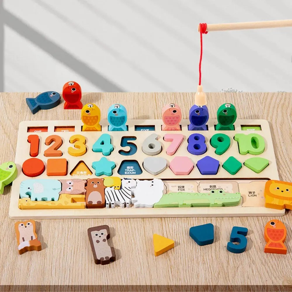 Montessori Wooden Shape & Number Matching Board | Toddler Learning Toy