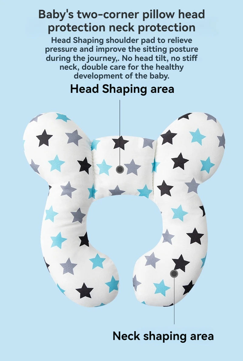 New Cartoon Children's Cotton Soft U-shaped Sleeping Pillows Baby Stroller Children's Pillow Baby Functional Stroller Pillow