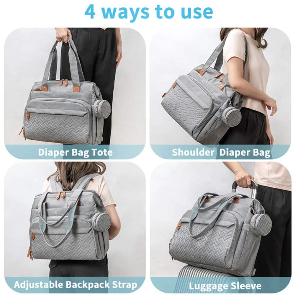 Diaper Bag Backpack with Pacifier Case – Large Capacity Baby Travel Organizer