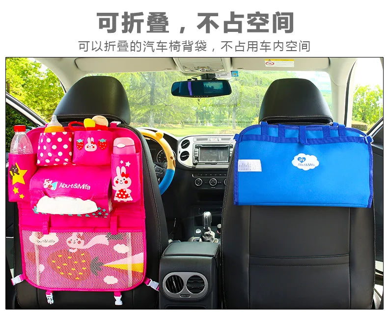 Creative Baby Cartoon Car Seat Back Organizer Kids Toys Travel Protector Cover Automobile Interior Accessories Hang Storage Bag