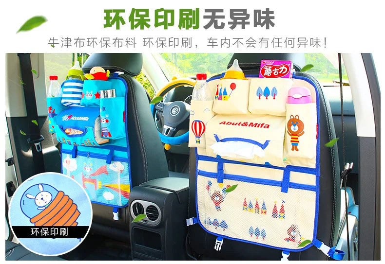 Creative Baby Cartoon Car Seat Back Organizer Kids Toys Travel Protector Cover Automobile Interior Accessories Hang Storage Bag