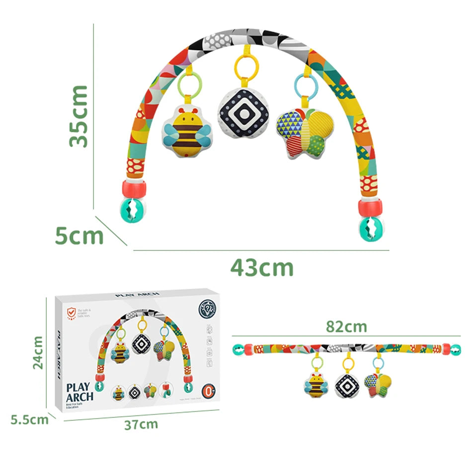 Baby Stroller Arch Toy Soft Cloth Toy Pram Activity Bouncer Toy Sensory Development Arch Newborns Car Seat Toy Fine Motor Skills