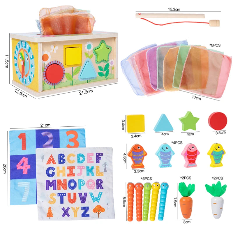 Montessori Baby Tissue Box Toy – Sensory Pulling Toy for Fine Motor Skills