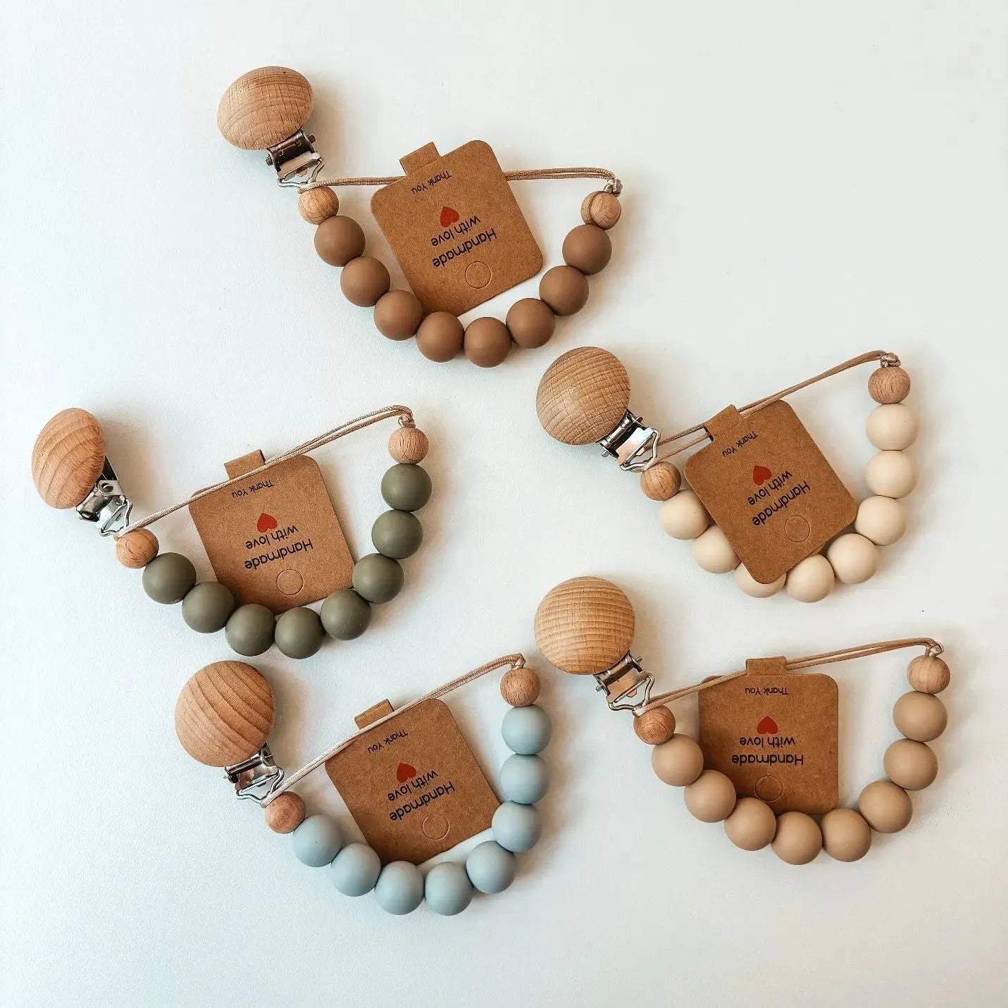 Beech Wood Chew Silicone Bead Pacifier Clips Dummy Chain Holder Newborn Soother Chains Nipple Holder Baby Teething Toys Gifts
