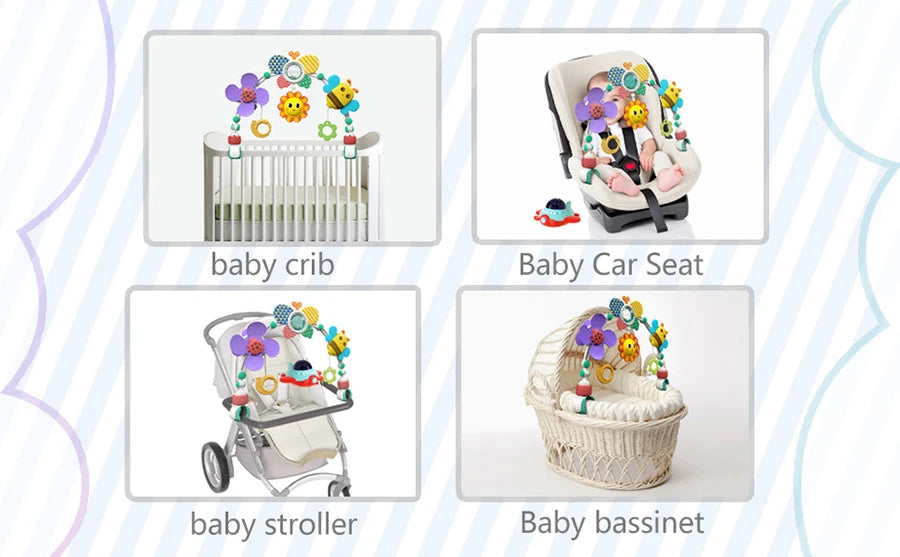 Musical Baby Stroller Arch Travel Car Seat Toy Baby Play Arch Crib Accessory Mobile for Bassinet Pram Activity Arch Bar for Baby