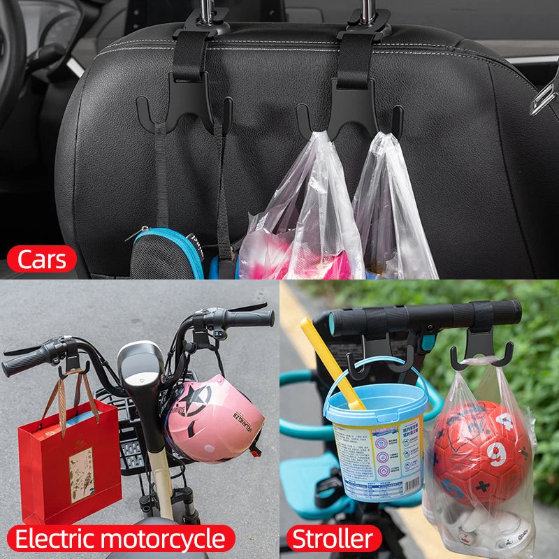 2 Pcs Car Seat Headrest Double Hook Hook Car Multifunctional Durable Bracket for Bicycle Handbag High Power Stroller Hook