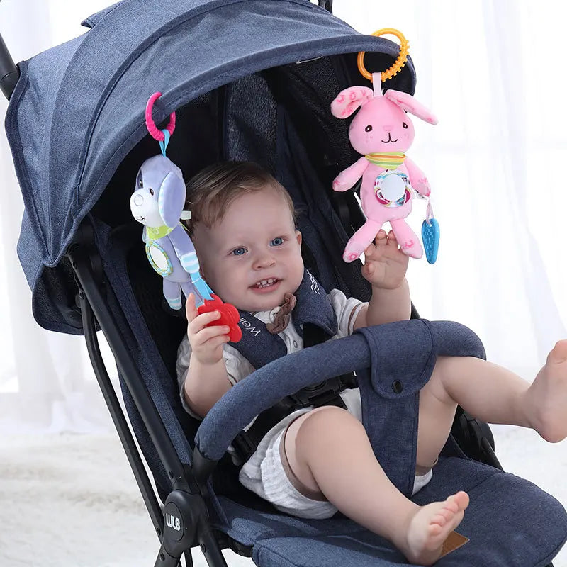 Baby Hanging Toys for 0 3 6 12 Months Rainbow Activity Plush Animal Stroller Toy for Baby Car Seat Crib Travel Sensory Baby Toy