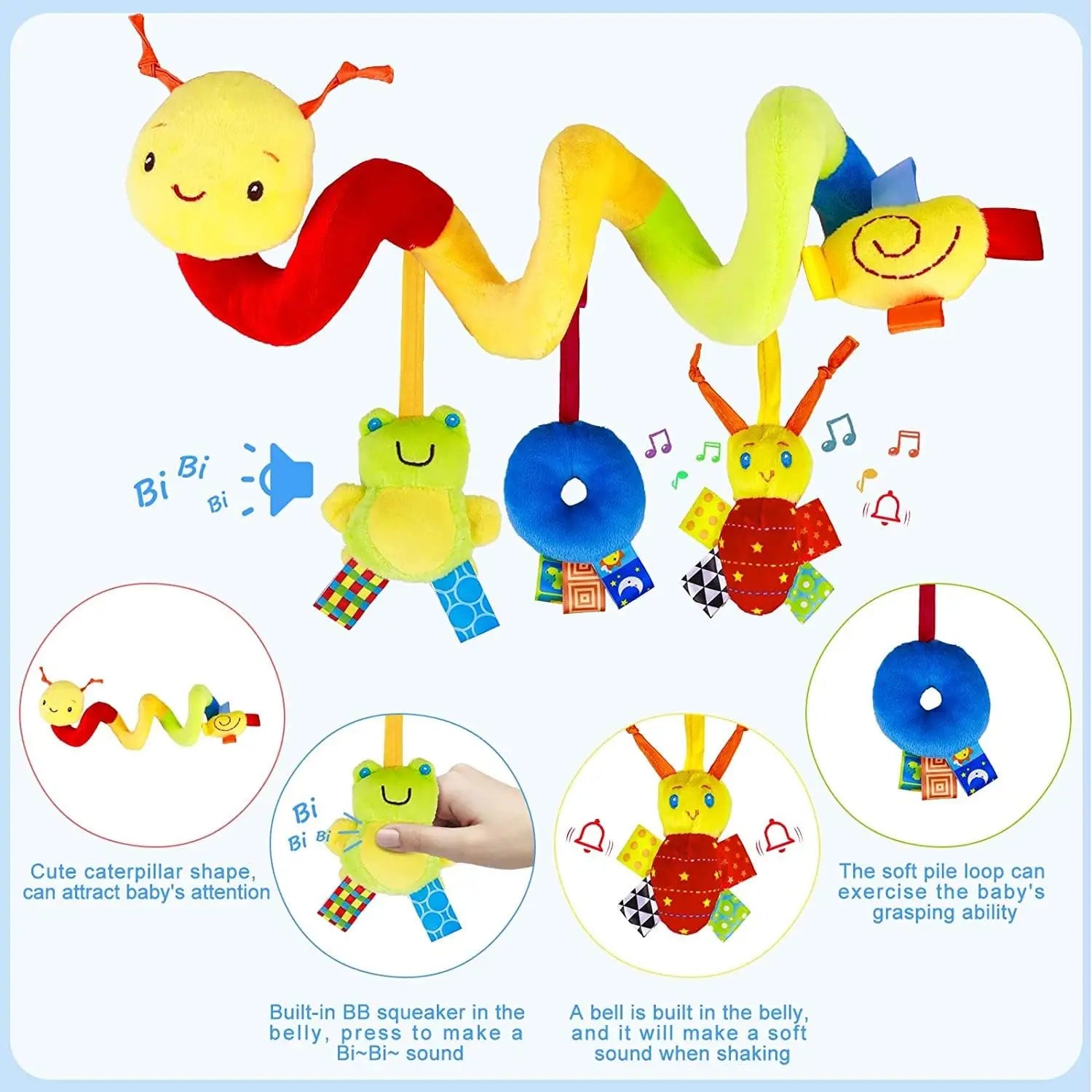 Baby Spiral Stroller Toy – Infant Sensory Hanging Activity Toy