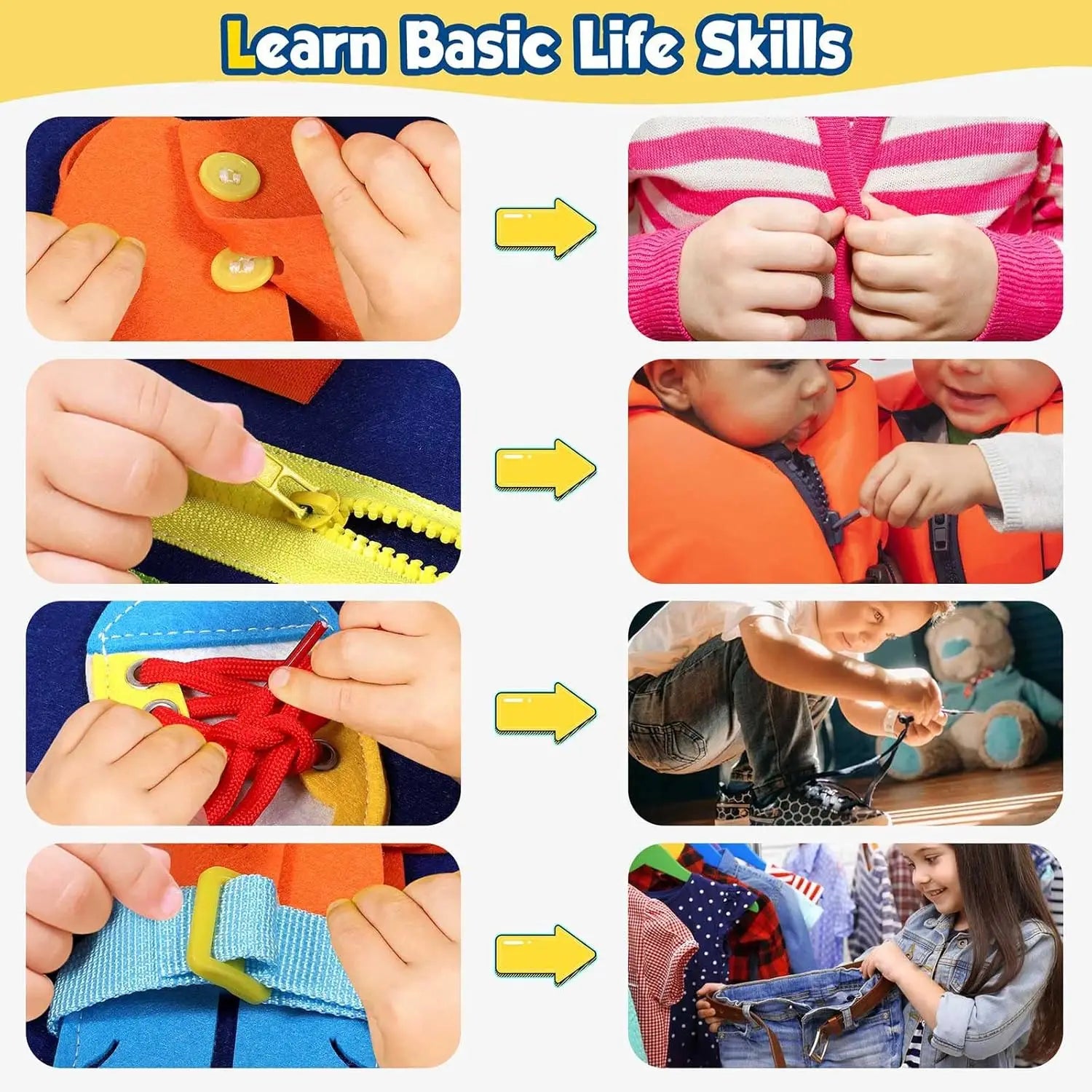 Montessori Busy Board for Toddlers | Foldable Sensory Activity Travel Toy