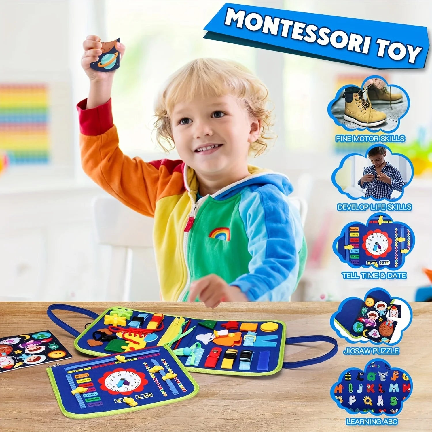 Montessori Busy Book for Toddlers – Sensory Travel Toy for Quiet Play, Focus & Fine Motor Skills