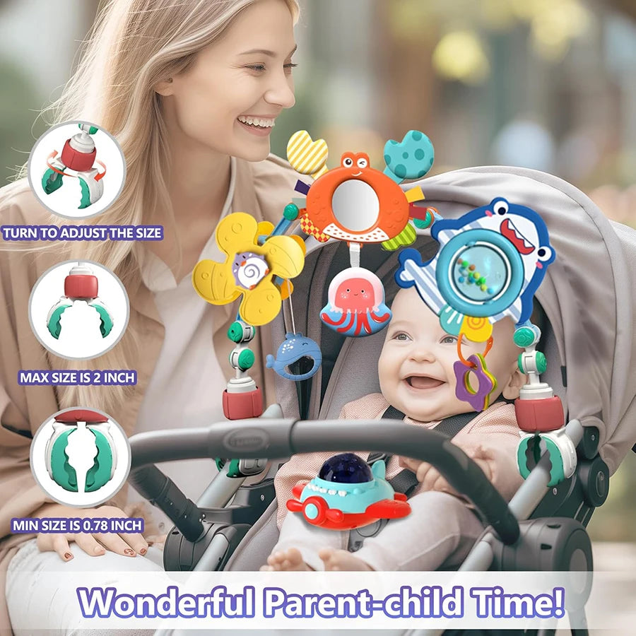 Musical Baby Stroller Arch Travel Car Seat Toy Baby Play Arch Crib Accessory Mobile for Bassinet Pram Activity Arch Bar for Baby