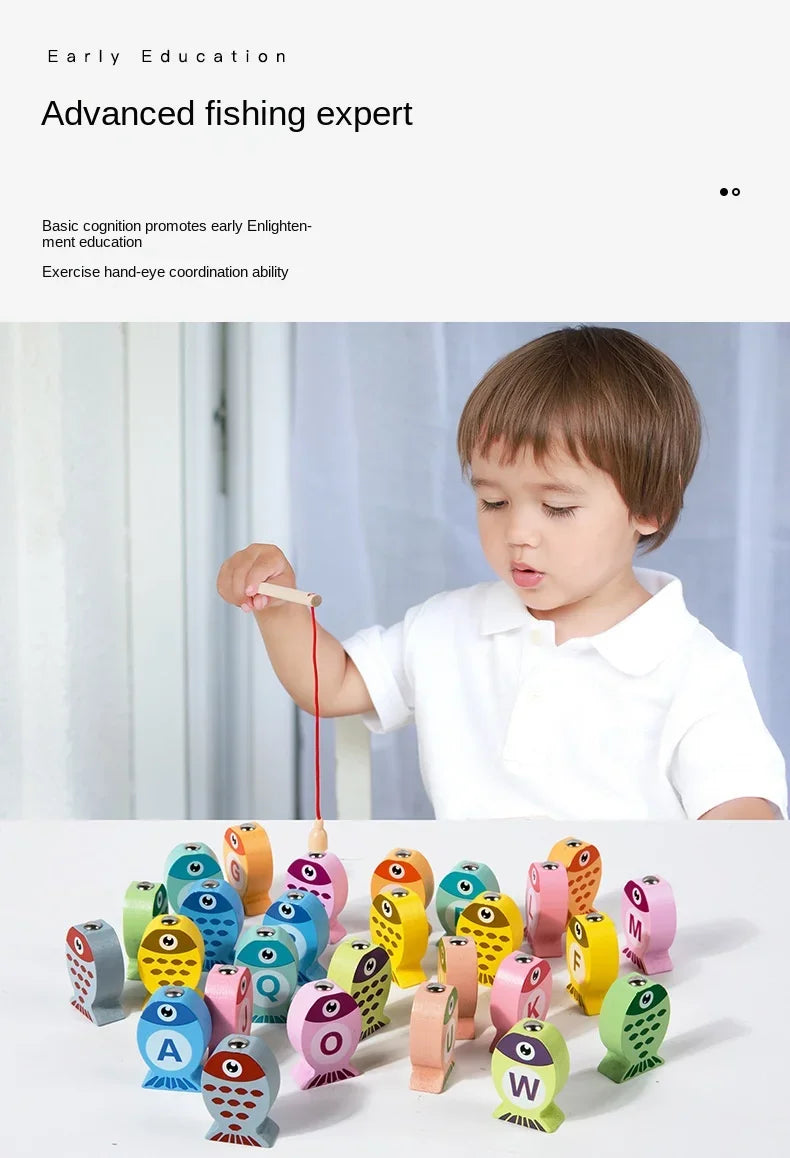 Montessori Wooden Fishing Game | Alphabet & Number Learning Toy