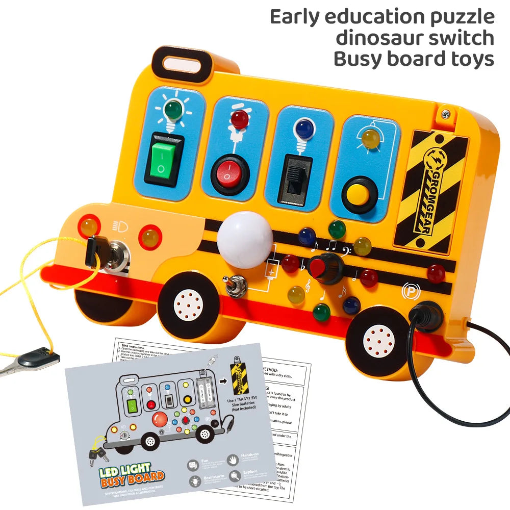 Montessori LED Busy Board Sensory Toy | Toddler Activity Board