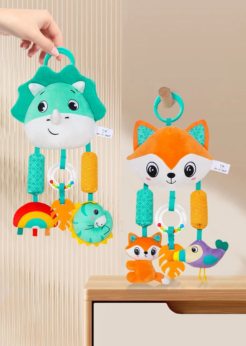 Baby Hanging Toys for 0 3 6 12 Months Rainbow Activity Plush Animal Stroller Toy for Baby Car Seat Crib Travel Sensory Baby Toy
