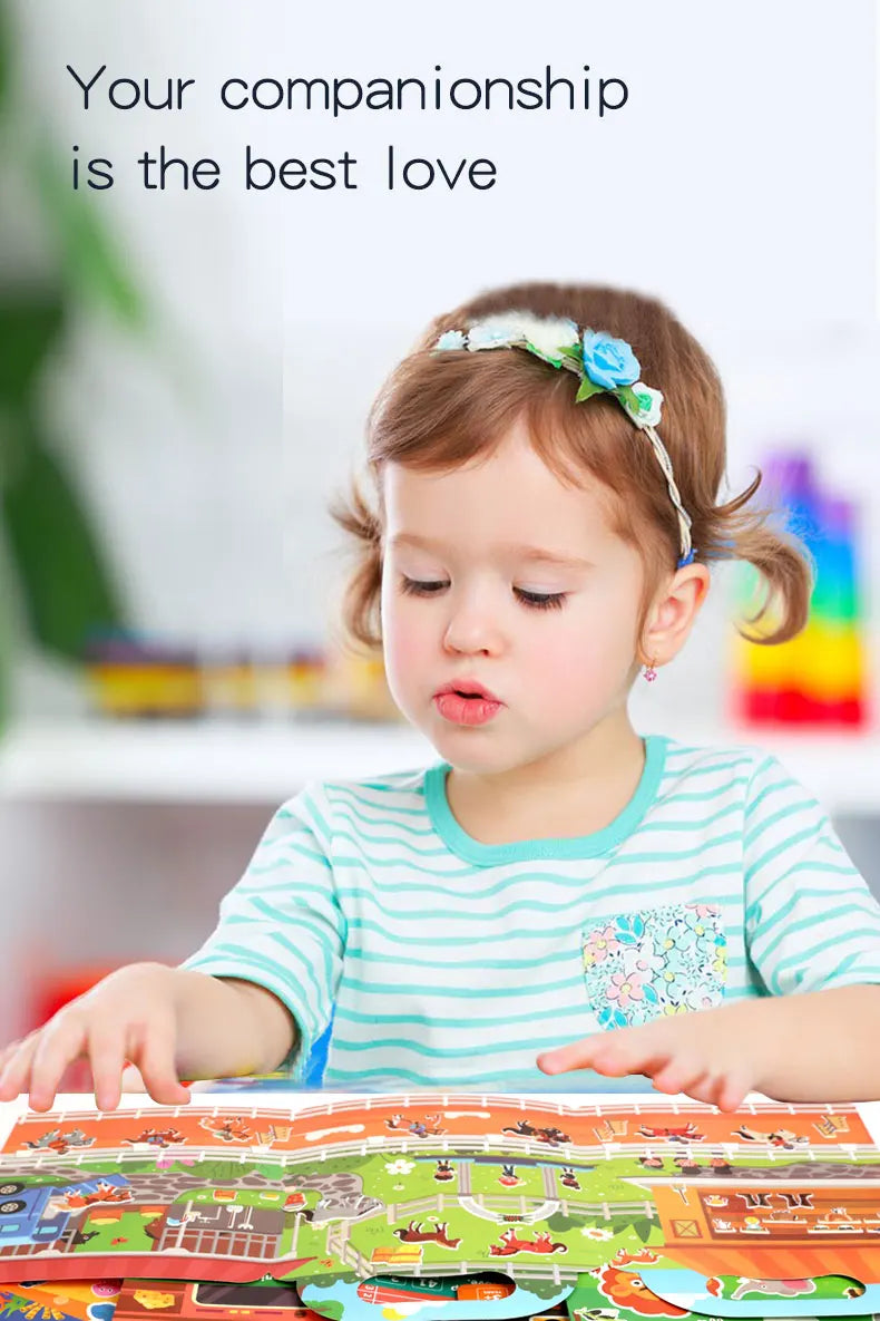 Children DIY Sticker Book Bubble Scene Sticker Jelly Paste Toy Kids Portable Reusable Quiet Busy Paste A Book