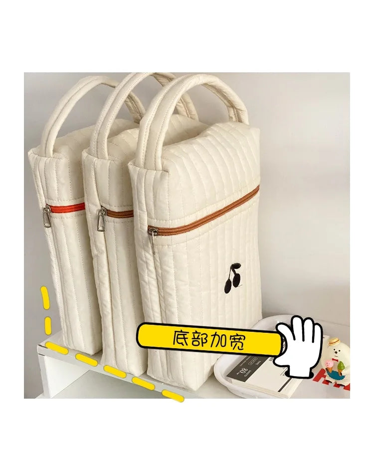 Baby Diaper Bag for Mom Cotton Bear Mommy Bags Nappy Diapers Organizer Zipper Women Handbags Maternity Bag Cartoon Beige Sac