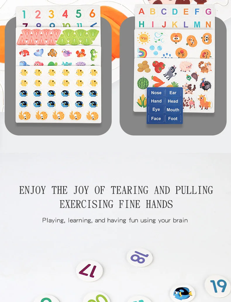 Puzzle Montessori Quiet Book Word Recognition Children's Early Education Enlightenment Stickers Book Toys