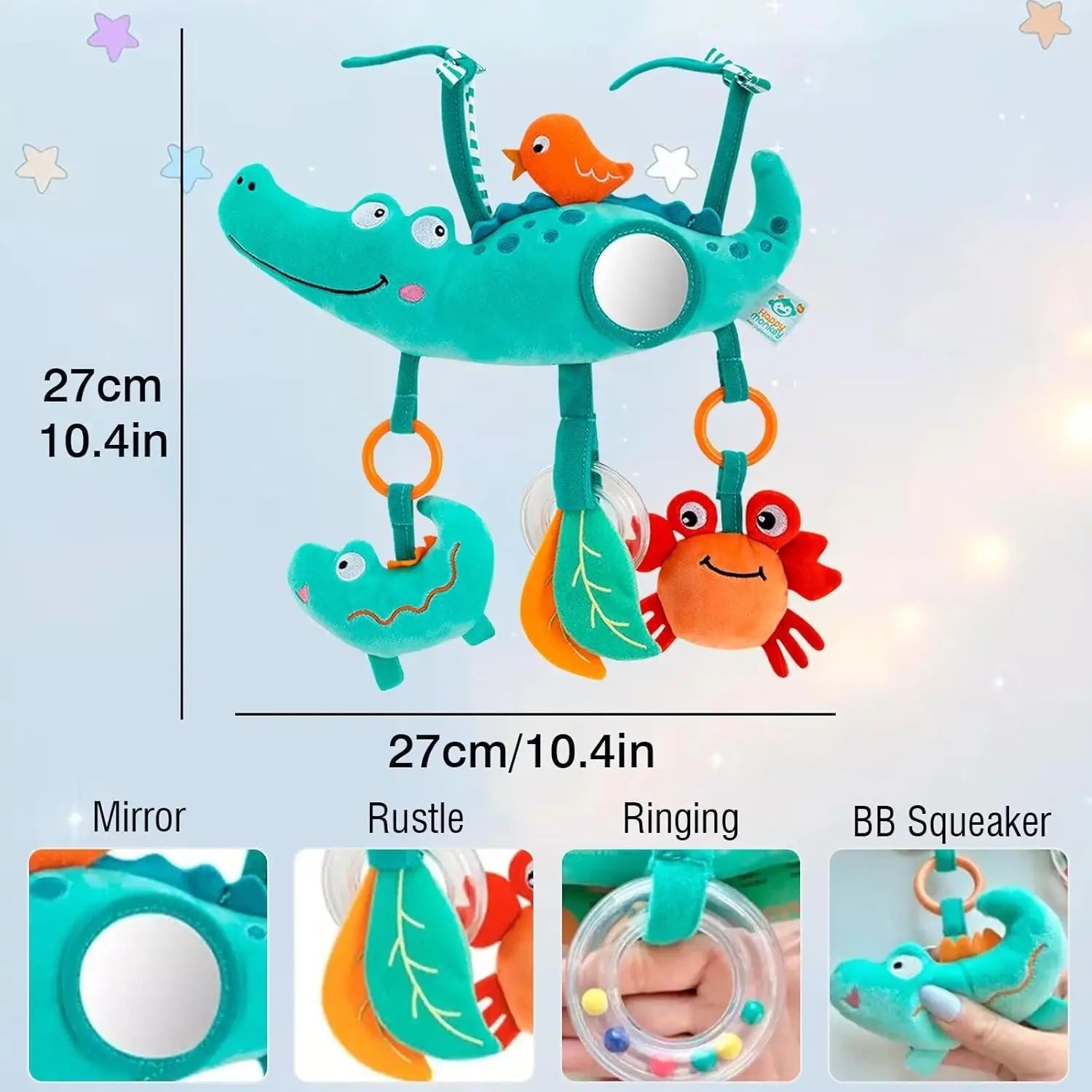 Baby Baby Stroller Arch Toys Car Seat Activity Hanging Toy Infant Soft Plush with Sound Wind Chimes Dolls for Babie Newborn Gift