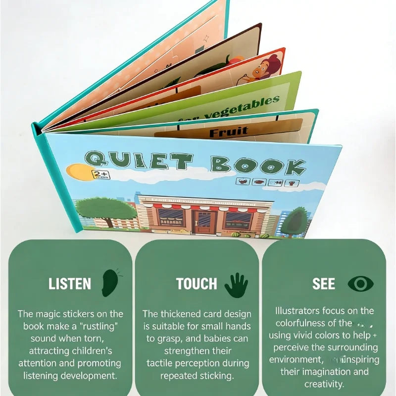 Reusable Sticker Quiet Book for Toddlers | Montessori Travel Activity Book