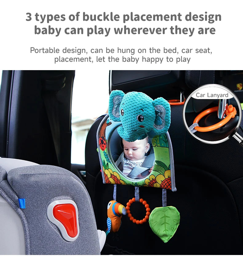 Baby Car Seat Mirror Toys Kids Monitor Adjustable Education Sensory Toys Fun Travel Infant Tummy Time Toys Babies Carseat Toys