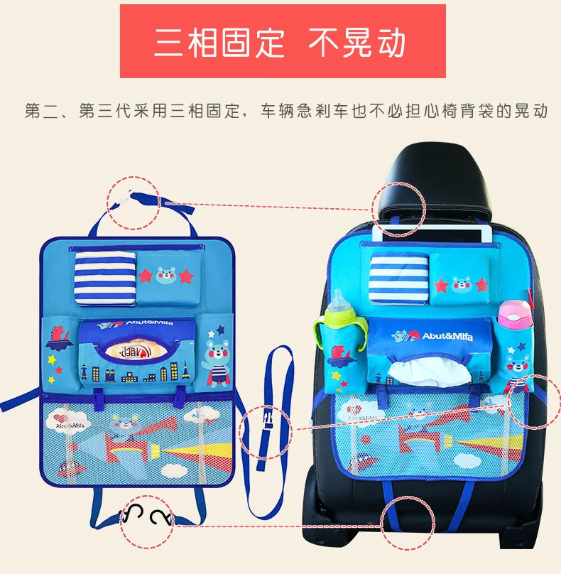 Creative Baby Cartoon Car Seat Back Organizer Kids Toys Travel Protector Cover Automobile Interior Accessories Hang Storage Bag
