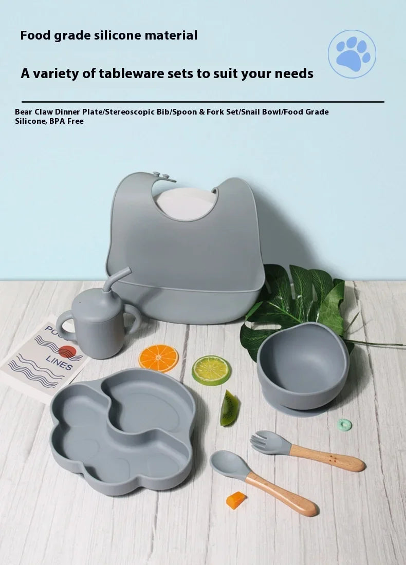 Silicone Baby Feeding Set with Suction Bowl & Plate | BPA-Free Toddler Tableware