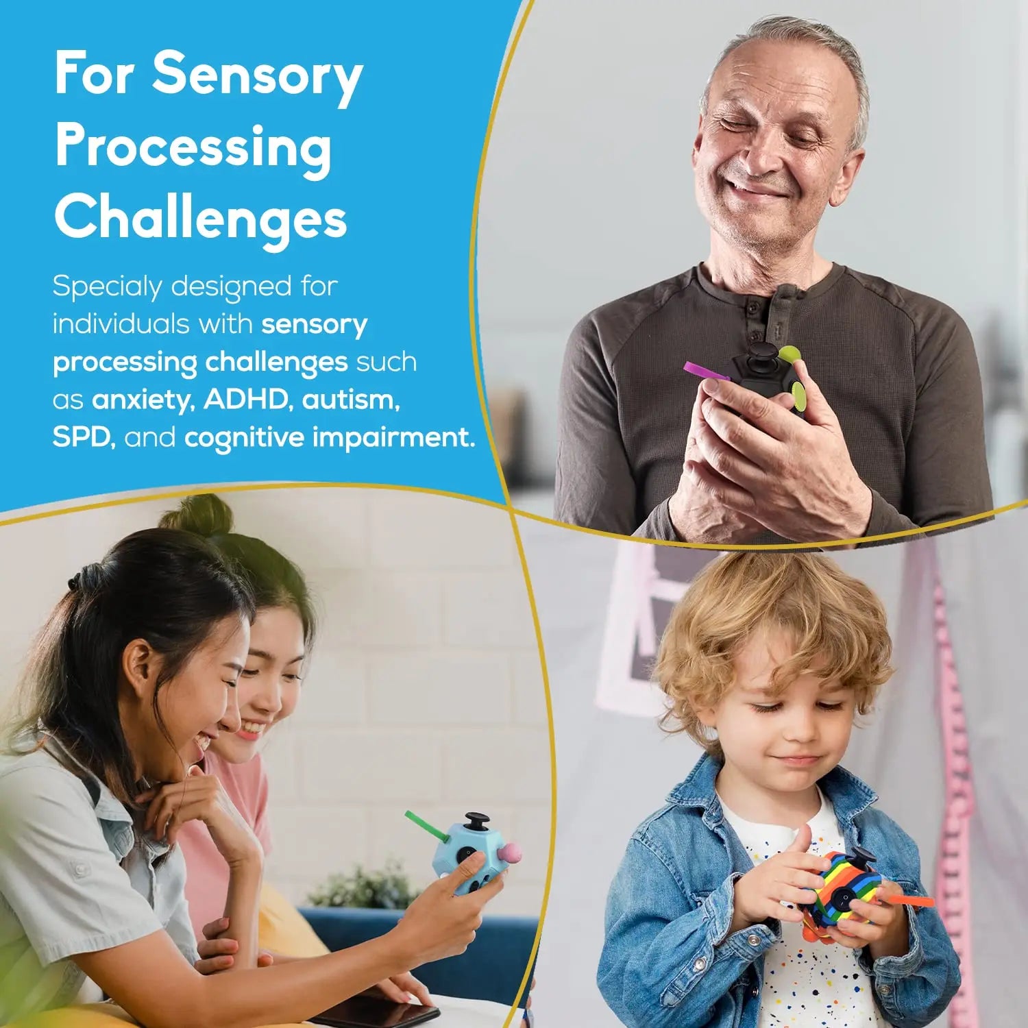 Fidget Cube 12-Side Sensory Toy – Stress Relief & Focus Tool for Kids and Adults