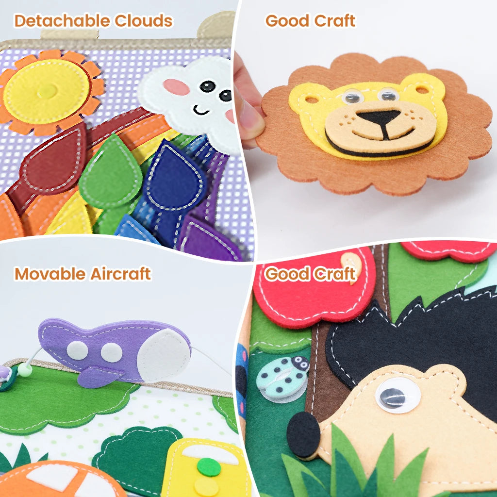 Montessori Felt Quiet Book for Toddlers | Travel Activity Busy Book