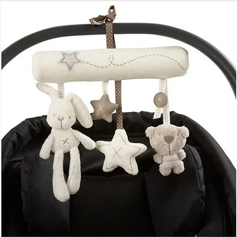 Soft Animal Rabbit Plush Toy Hanging Rattles for Baby Crib Car Safety Seat Travel Stroller Hanging Bell Plush Doll For Newborn