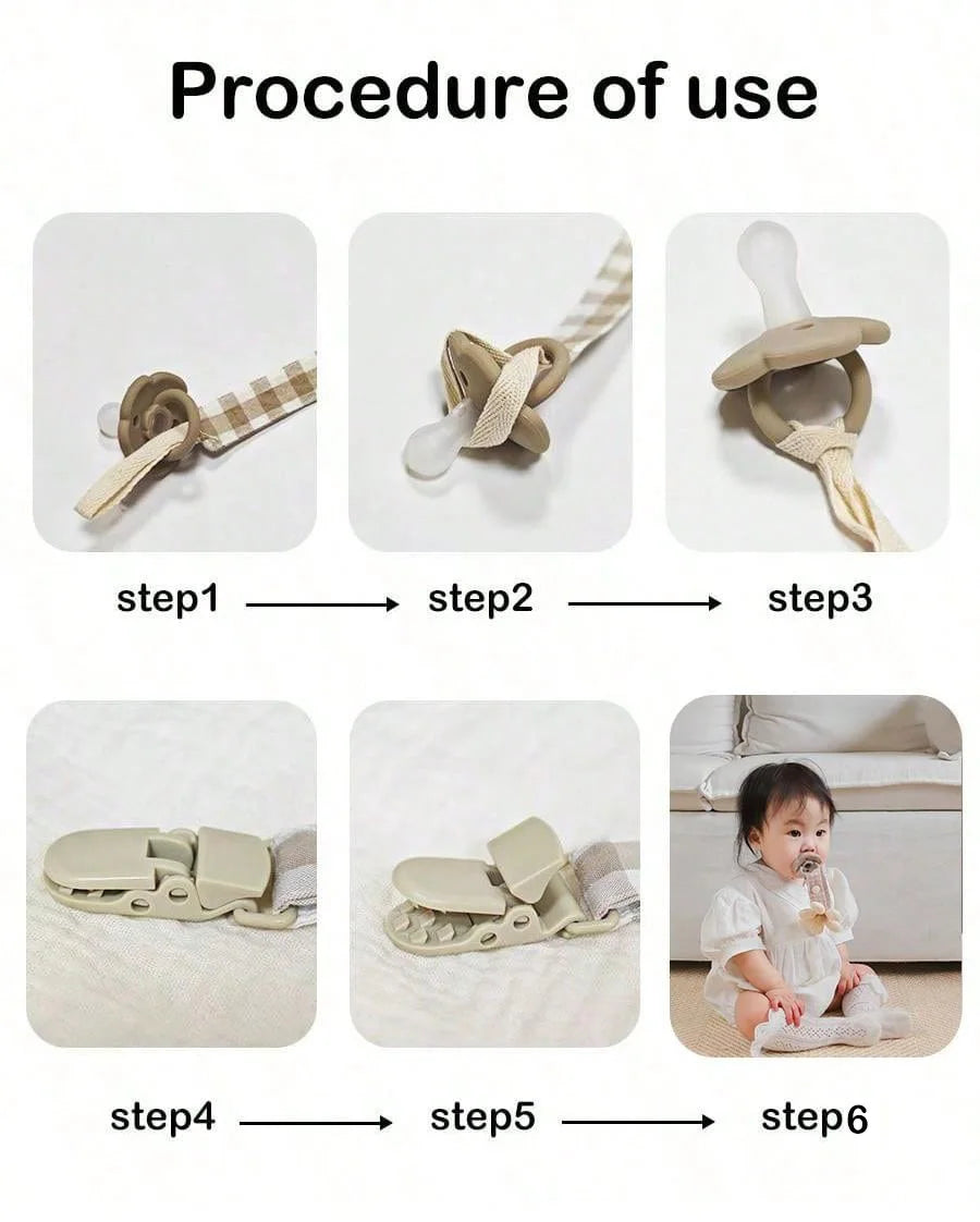 1PCS Cute Bear Baby Pacifier Clip Chain Dummy Holder Soother Pacifier Clips Strap Nipple Holder Infant Feeding Babies Accessorie
