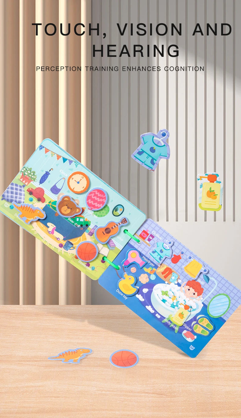 1pc Enlightenment Busy Book Paper Pasting Book Operation Board Baby Learning Children's Quiet Picture Books