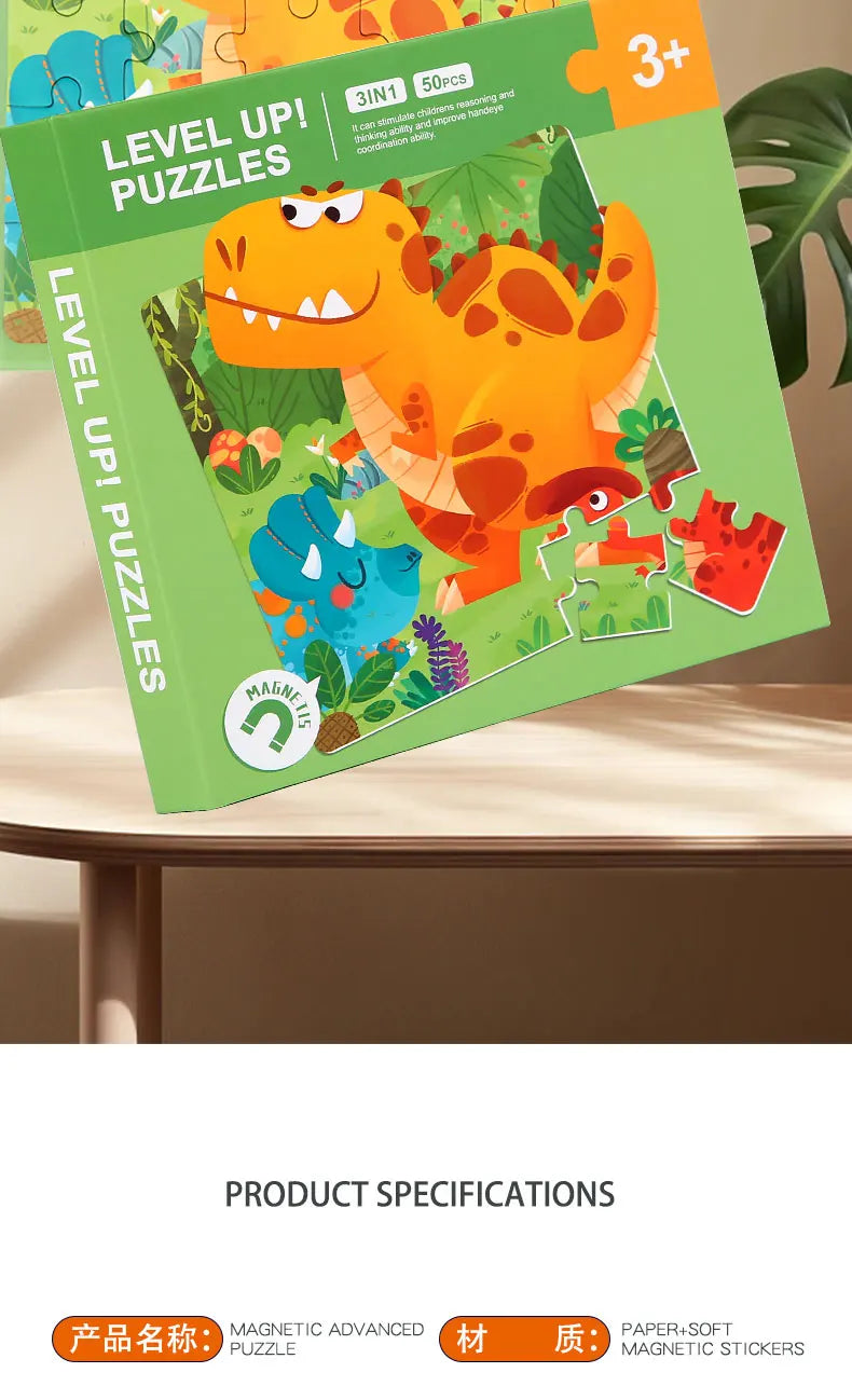 Magnetic Puzzles Games for Kids Busy Quiet Cartoon Animals Jigsaw Book Montessori Baby Educational Toys Children's Early Gifts