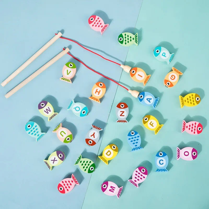 Montessori Wooden Fishing Game | Alphabet & Number Learning Toy
