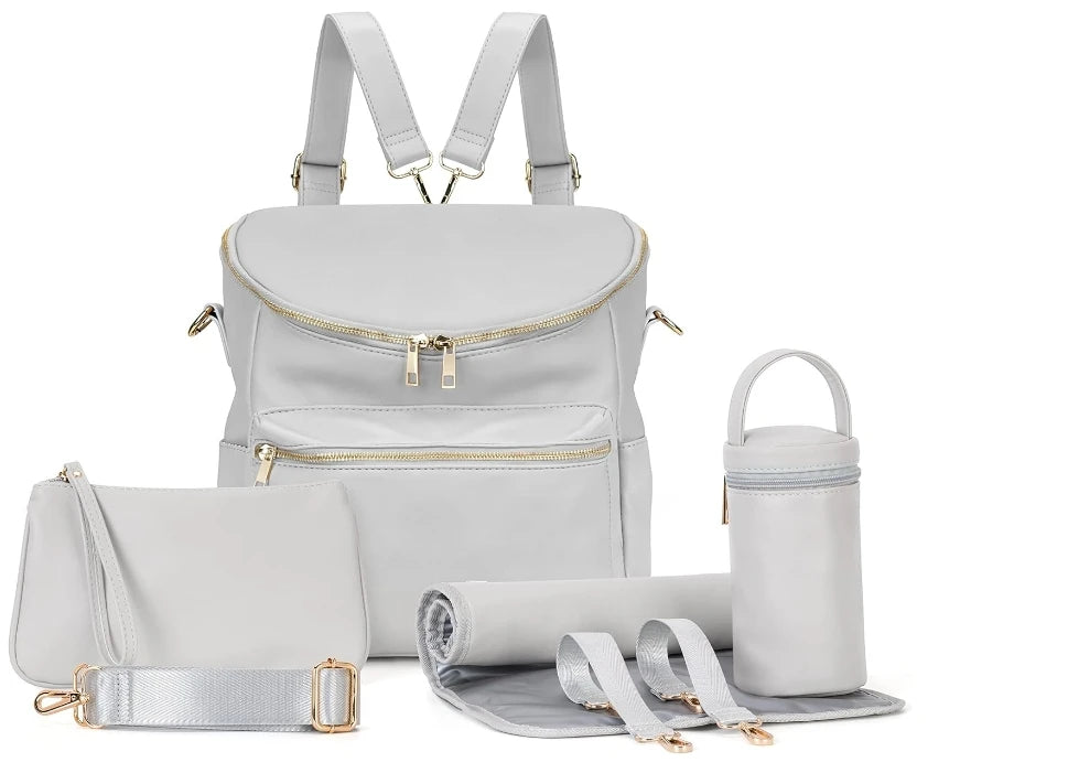 New Fashion Mommy Bag Pu Leather Diaper Backpack Bag with Changing Pad Baby Organizer Baby Nappy Bag Mummy Daddy Backpack