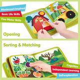 Montessori Quiet Book - Farm Animal Activity Toy with Storytelling for Toddlers, Early Learning Fine Motor Skills