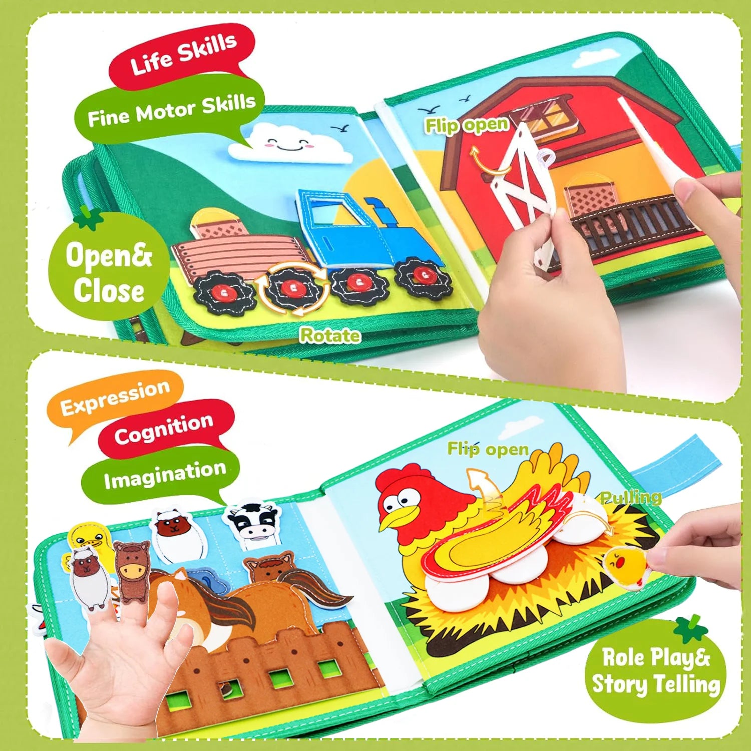 Montessori Quiet Book for Toddlers | Soft Sensory Activity Book