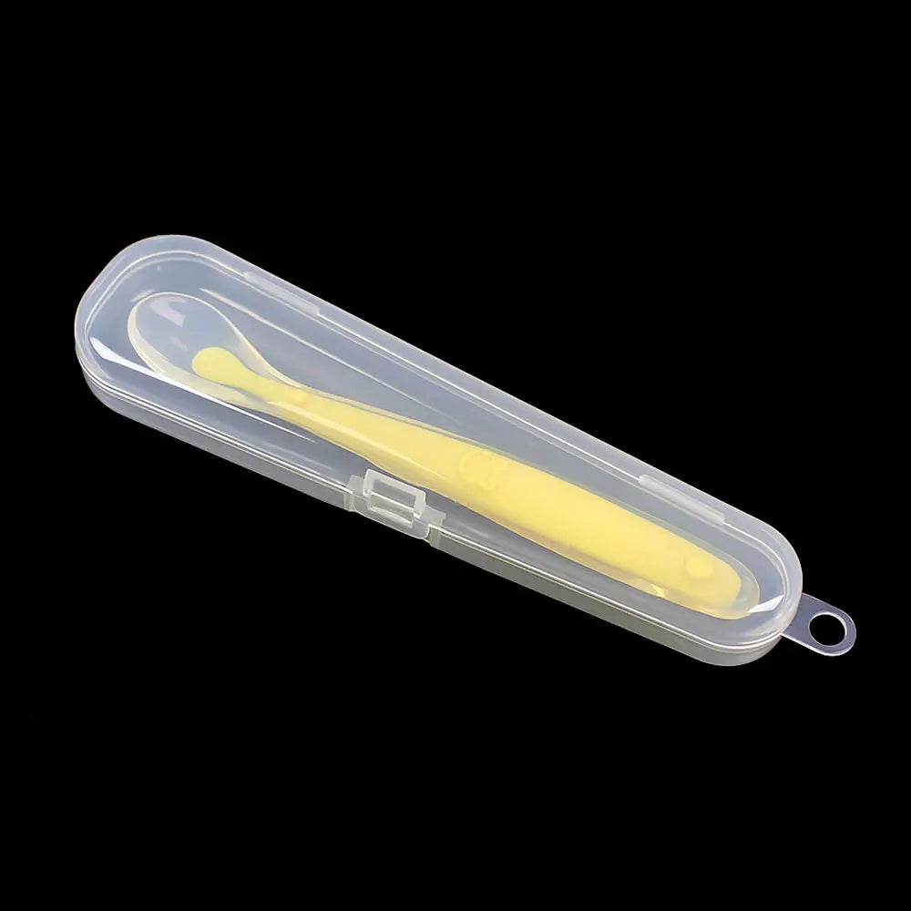 Silicone World Baby Silicone Spoon Children Complementary Food Soft Spoon Training Spoon Feeding Tableware With Storage Box