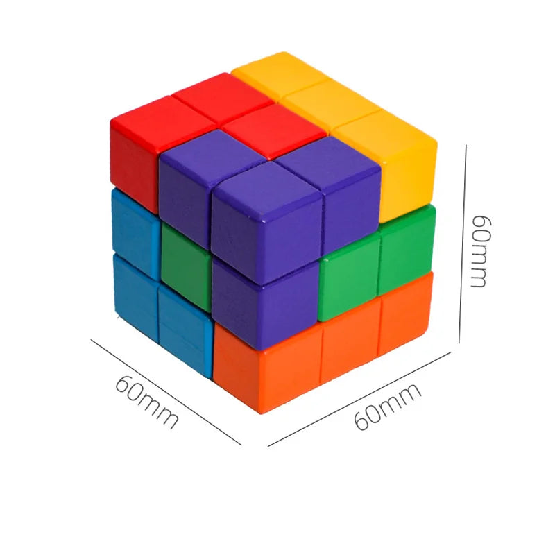 Montessori Soma Cube Puzzle for Kids | 3D Wooden Brain Teaser Toy