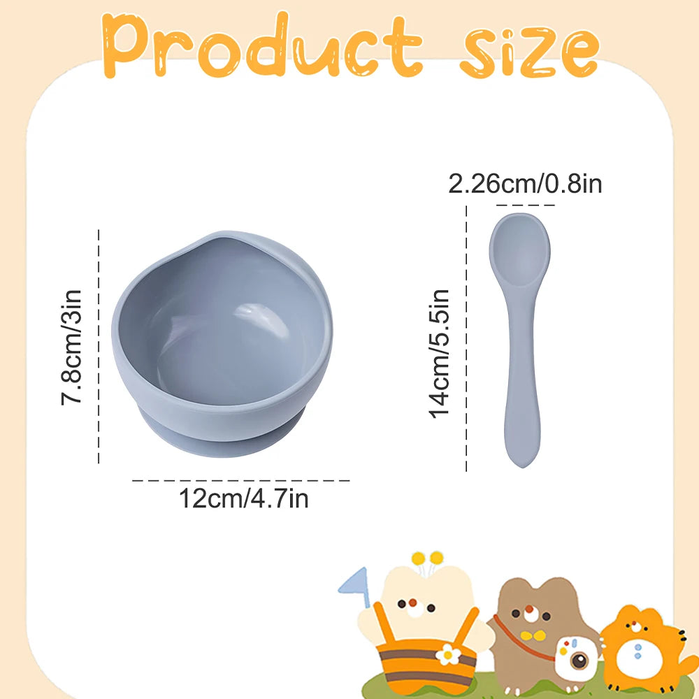 2PC Silicone Sucker Bowl Feeding Tableware for Infant and Young Training Learning To Eat Bowls and Baby Supplementary Food Bowls