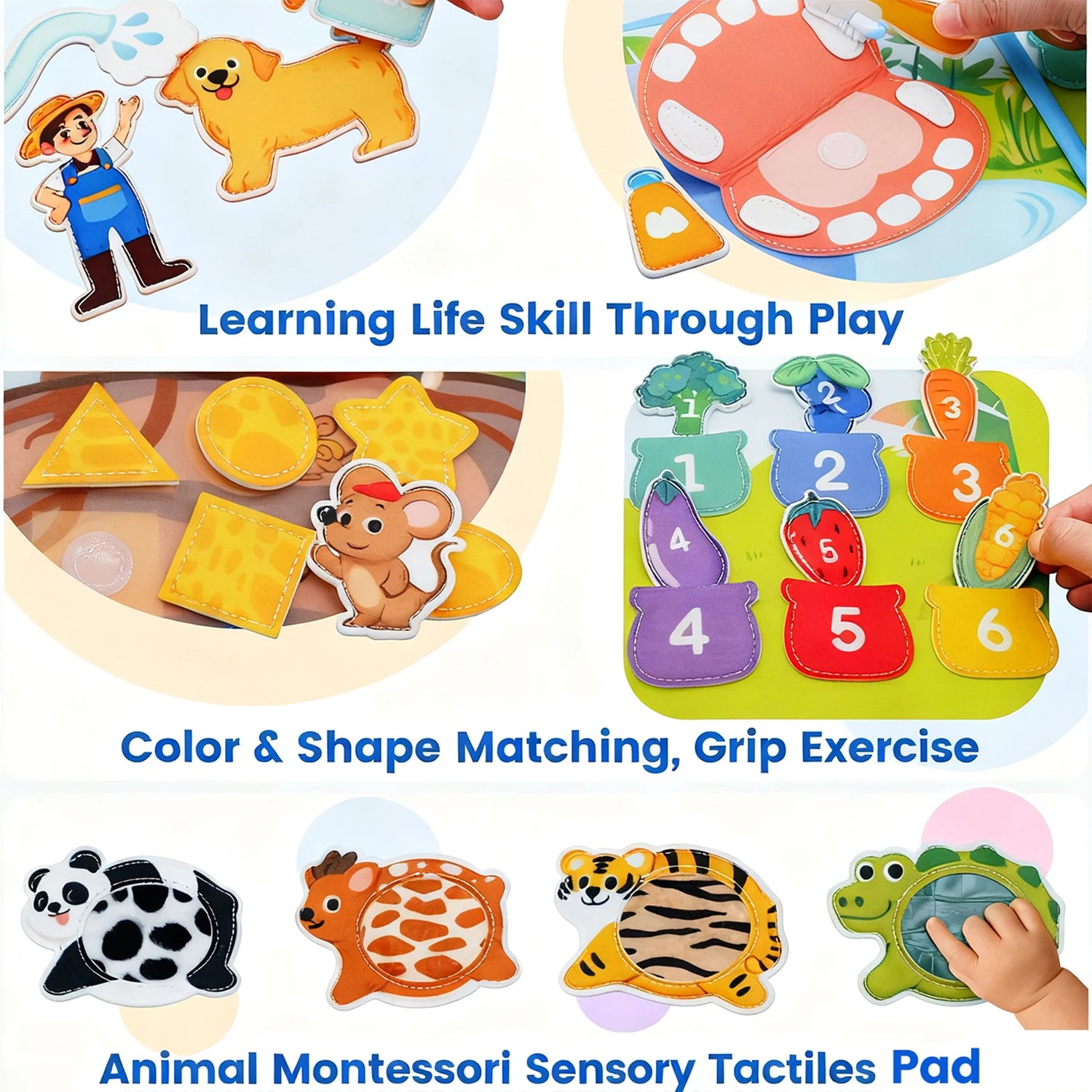Montessori Toy Busy Board Giraffe Busy Book Preschool Learning Educational Quiet Book Sensory Travel Toy for Baby 3 4 5 6 Ages