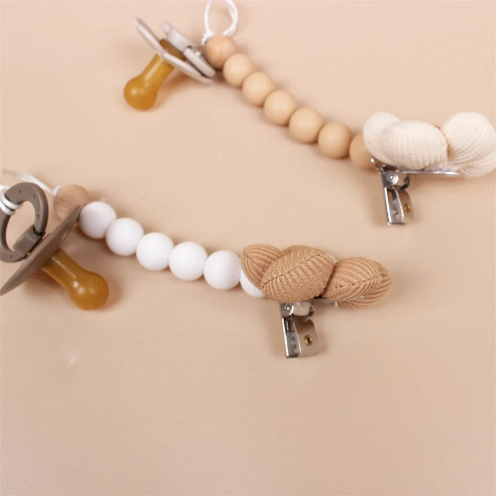 Flower Baby Pacifier Clip Chain Newborn Dummy Nipple Holder Clips BPA Free Cotton Teething Toys Soother Pendant Holder