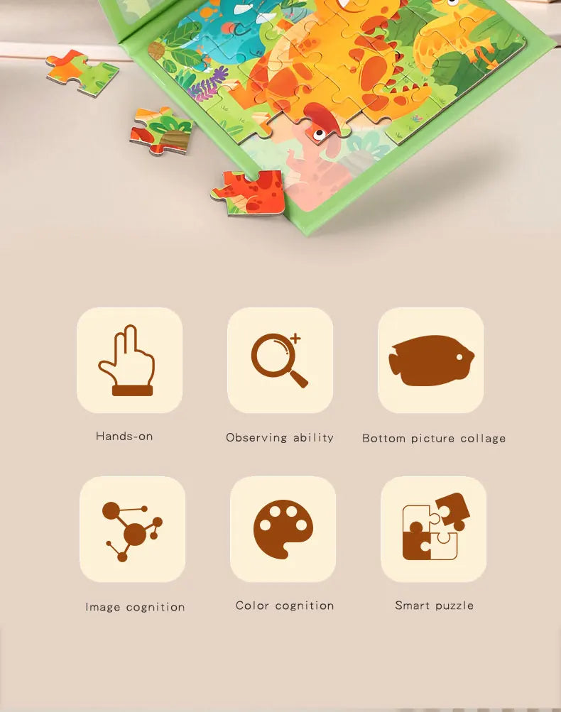 Magnetic Puzzles Games for Kids Busy Quiet Cartoon Animals Jigsaw Book Montessori Baby Educational Toys Children's Early Gifts