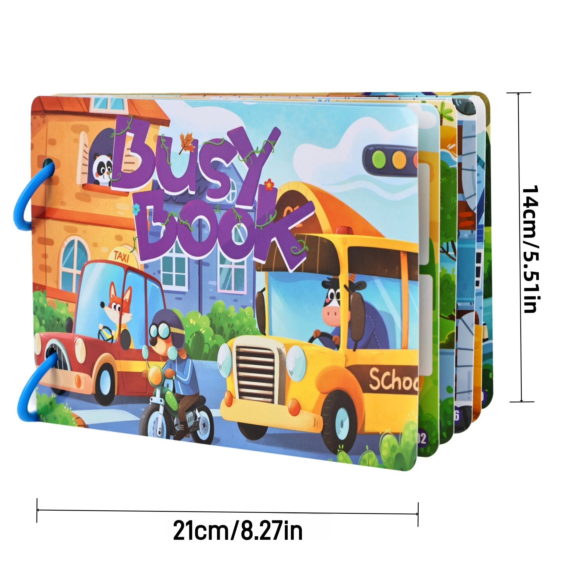 Children's Early Education Educational Interactive Busy Book, Reusable Traffic Theme Quiet Book, Vehicle Enlightenment Cognitive Shape Color Matching Puzzle Game, DIY Toy to Cultivate Hands-On Ability, Holiday Gift Suitable f