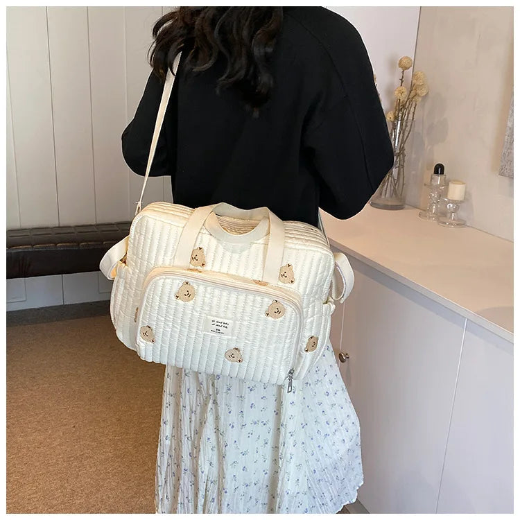 Large Mommy Bag Baby Organizer Maternity Pack Diaper Handbag Embroidered Women Shoulder Crossbody Bag Hospital Travel Mother Kid