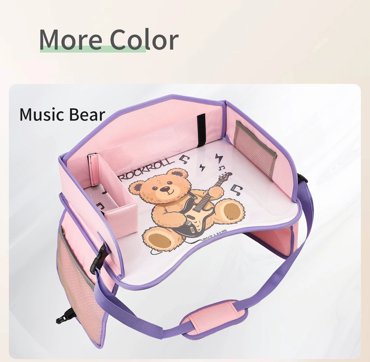 Vehicle-mounted Painting Board Waterproof Child Travel Tray for Car Seat Portable Safety Seat Storage Mesh Pocket Large Capacity